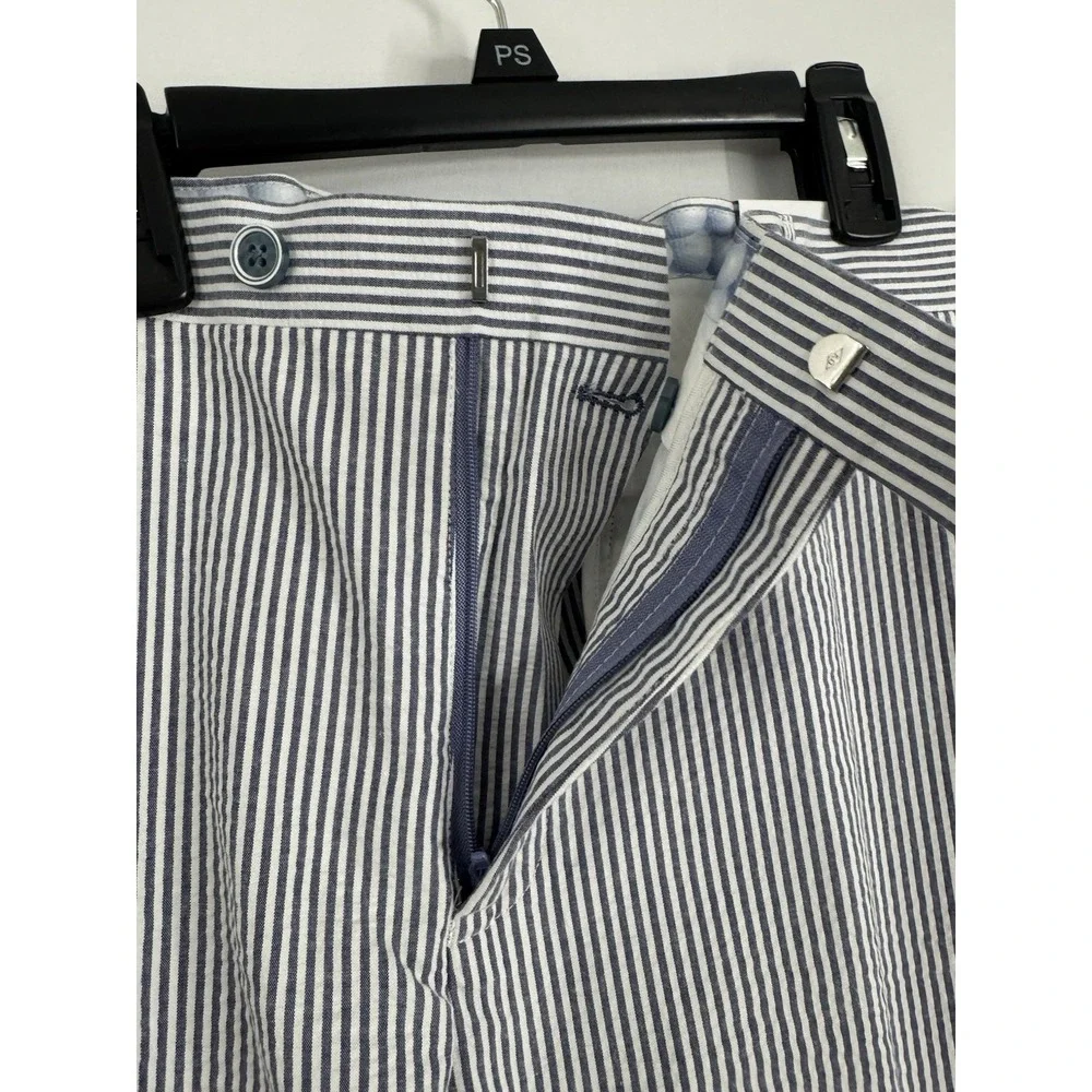 Paisley & Gray Blue White Seersucker‎ Stripe Dress Pants NWT Size 34x32 Slim Fit
